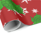 Cutschildpadrode sneeuwvlokken cadeaupapier (Rol Hoek)