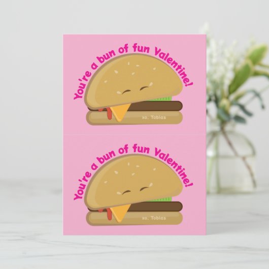 Cuttable Cheeseburger Kind Valentijnsdag Kaart (Staand voorkant)