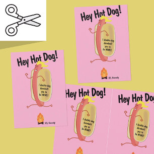 Cuttable Fire Jumping Hot Dog Valentijnsdag Kaart