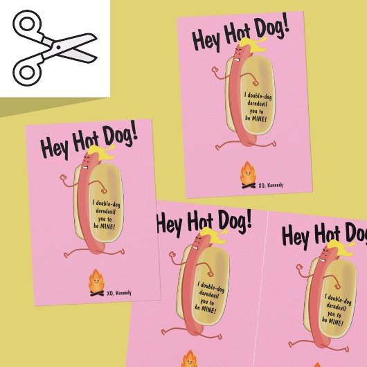 Cuttable Fire Jumping Hot Dog Valentijnsdag Kaart