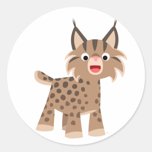Cutte Happy Cartoon Lynx Sticker (Voorkant)