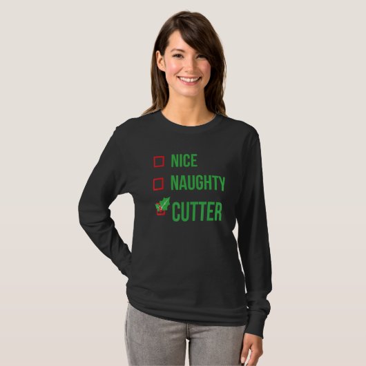 Cutter Funny Pajama Kerstmis T-shirt (Voorkant volledig)