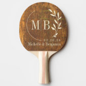 Cutting Block Leaf Wedding Monogram Tafeltennisbatje (Achterkant)