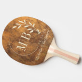 Cutting Block Leaf Wedding Monogram Tafeltennisbatje (Zijkant)