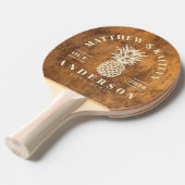 Cutting Block Tropical Pineapple Wedding Crest Tafeltennisbatje (Voorkant Gekanteld)