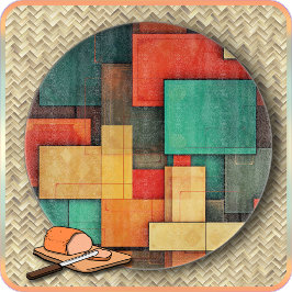 CUTTING BOARD - Color-blocks in Many Colors -Round Snijplank