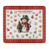 Cutting Board Square Snowman and Christmas Cookies Snijplank (Voorkant)