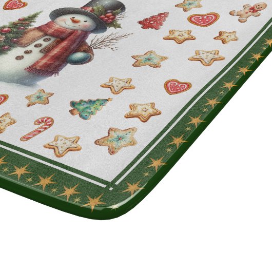 Cutting Board Square Snowman and Christmas Cookies Snijplank (Hoek)