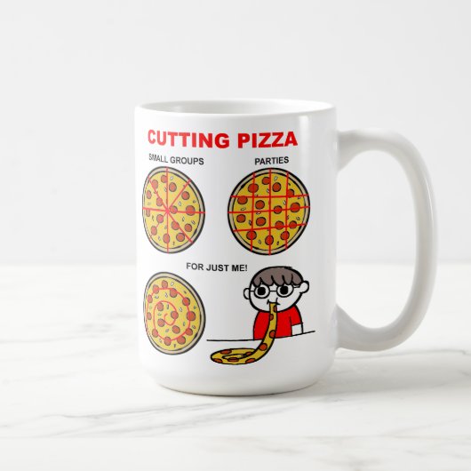 Cutting Pizza Funny Mug Koffiemok (Rechts)