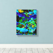 Cuttle Groen Blauw Abstract Spatten Canvas Afdruk (Insitu (Houten vloer))