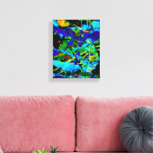 Cuttle Groen Blauw Abstract Spatten Canvas Afdruk (Insitu (Woonkamer))