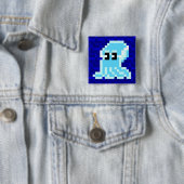 Cuttle Scuttle Blue Cuttlefish Badge Vierkante Button 5,1 Cm (In situ)