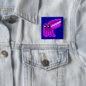 Cuttle Scuttle Lola the Pink Cuttlefish Badge Vierkante Button 5,1 Cm (In situ)