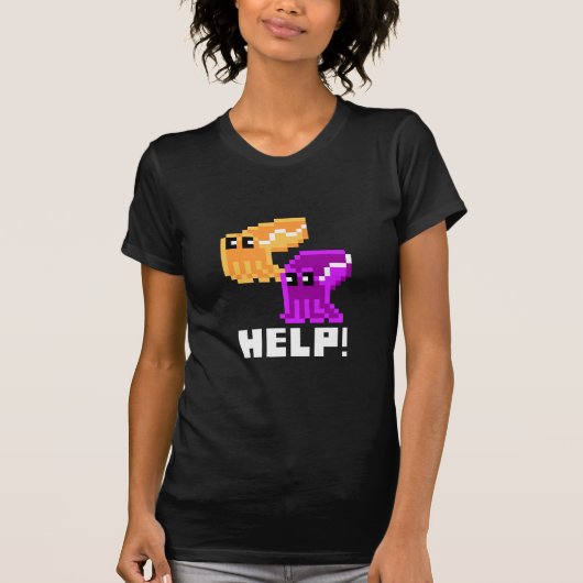 Cuttlefish bedreigt 'Help'. Pixel Art Womens T-shi T-shirt (Voorkant)