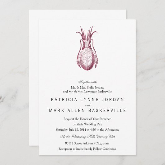 Cuttlefish Letterpress Style Kaart (Voorkant / Achterkant)