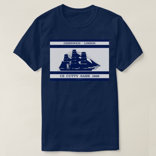Cutty Sark op blauw wit 3 T-shirt (Design voorkant)