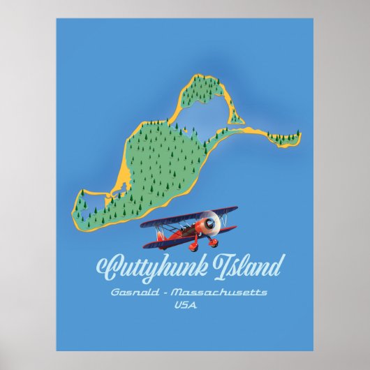 Cuttyhunk eiland Gosnold, Massachusetts kaart Poster (Voorkant)