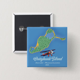 Cuttyhunk eiland Gosnold, Massachusetts kaart Vierkante Button 5,1 Cm