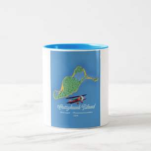 Cuttyhunk Island Gosneld, Massachusetts map Tweekleurige Koffiemok