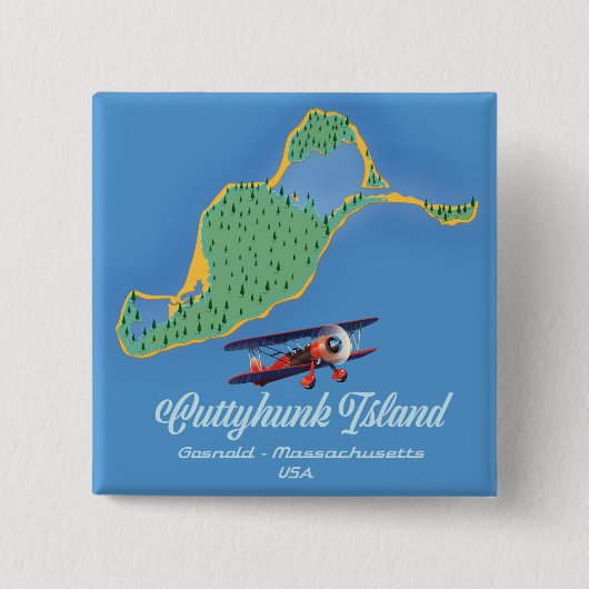 Cuttyhunk Island Gosneld, Massachusetts map Vierkante Button 5,1 Cm (Voorkant)