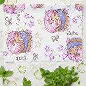 Cuty and pretty sweet donuts Modern purple Theedoek (Gevouwen)