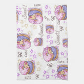 Cuty and pretty sweet donuts Modern purple Theedoek (Verticaal)