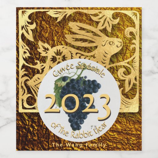 Cuvee Speciale Golden Rabbit Year 2023 Wine Label Wijn Etiket (Enkel label)