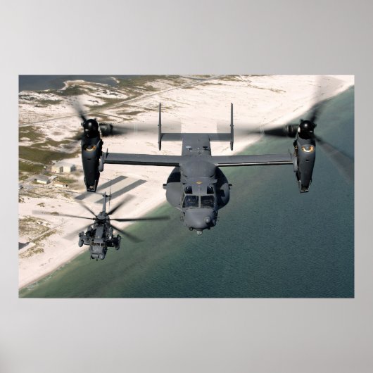 CV-22 Osprey en MH-53 Pave Low Vliegtuig Poster (Voorkant)