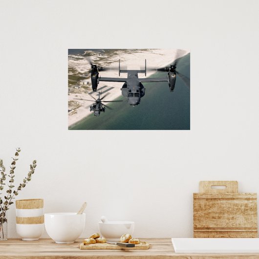CV-22 Osprey en MH-53 Pave Low Vliegtuig Poster (Keuken)