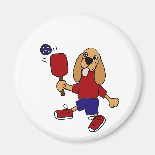 CV- Cocker Spaniel Spelen Pickleball Cartoon Magneet (Voorkant)