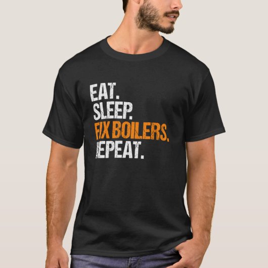 Cv-ketelmonteur Eet Slaap Routine T-shirt (Voorkant)