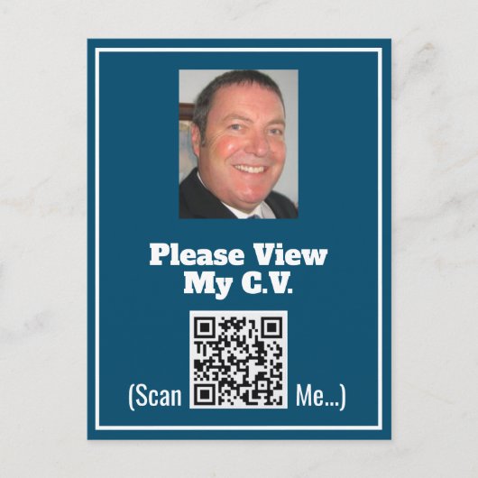 CV met foto- en QR-code op een Briefkaart (Voorkant)