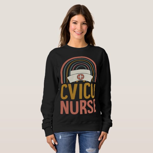 CVICU Nurse Boho Bohemian Rainbow Nursing School Trui (Voorkant volledig)