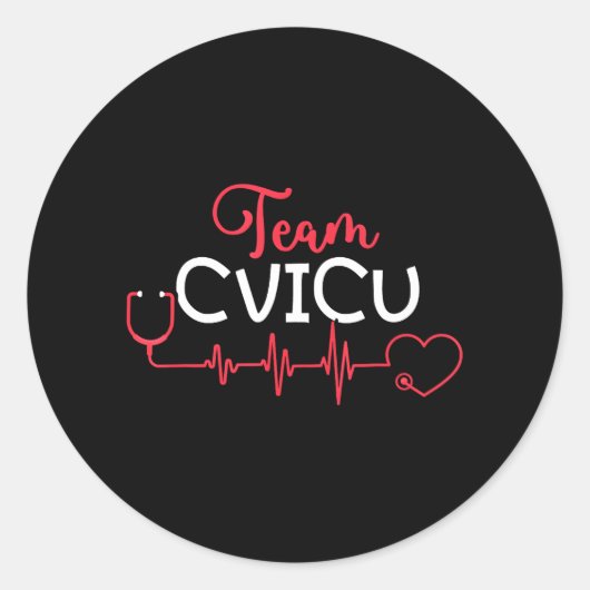 Cvicu Team Cardiovasculair ICU geregistreerd Ronde Sticker (Voorkant)