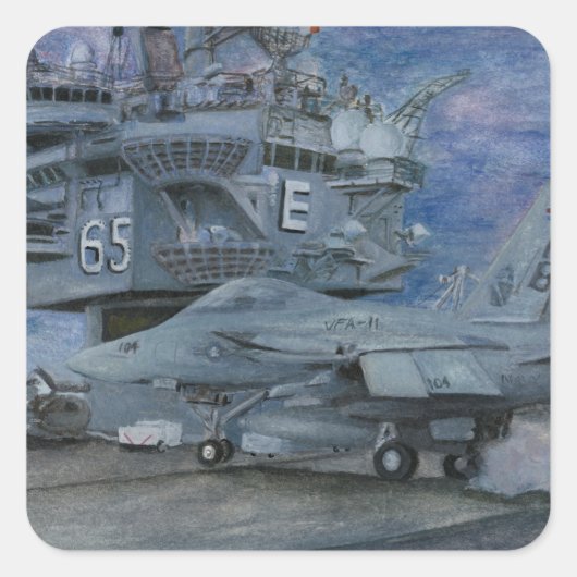 CVN-65 USS ENTERPRISE VIERKANTE STICKER (Voorkant)