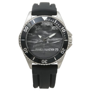 CVN-75 Harry S. Truman Crown Protector Zwart Rubb Horloge