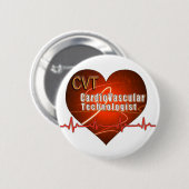 CVT HEART LOGO Cardiovasculaire technologie Ronde Button 5,7 Cm (Voorkant /achterkant)