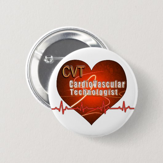 CVT HEART LOGO Cardiovasculaire technologie Ronde Button 5,7 Cm (Voorkant /achterkant)