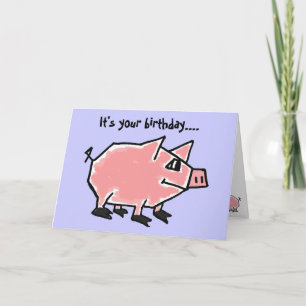 CW- Funny Pig Birthday Card Kaart
