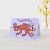 CW- gelukkige de octopuskaart van de Verjaardag Kaart (Gele Bloem)