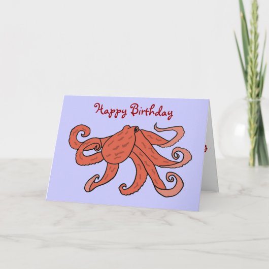 CW- gelukkige de octopuskaart van de Verjaardag Kaart (Voorkant)