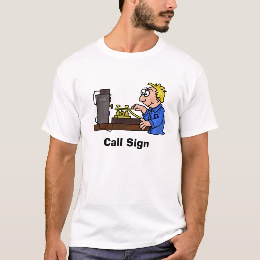 CW Male Blonde Operator T-shirt past het aan! (Voorkant)