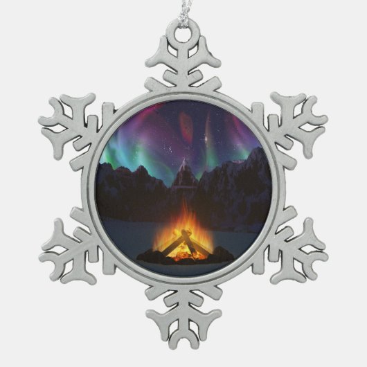 Cwm Aurora kerstversiering Tin Sneeuwvlok Ornament (Voorkant)