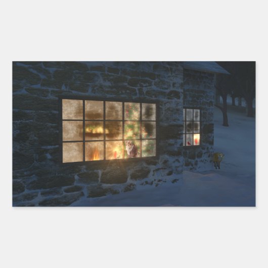 Cwm kerstcadeaulabels rechthoekige sticker (Voorkant)