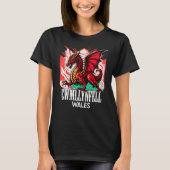 Cwmllynfall Wales Welsh Flag Y Ddraig Goch Dragon T-shirt (Voorkant)