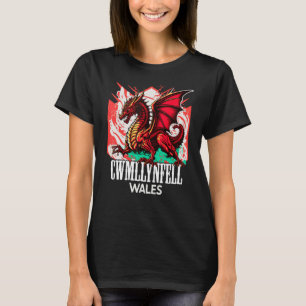 Cwmllynfall Wales Welsh Flag Y Ddraig Goch Dragon T-shirt