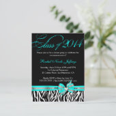 [CWR Tonya G] Zwart wit Blauwgroen Zebra Afstudere Kaart (Staand voorkant)