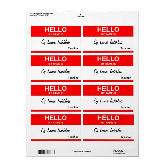 Cy Lance Indeklass Etiket (Full Sheet)