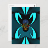 Cyaan Abstracte kunst Print Briefkaart (Voorkant / Achterkant)