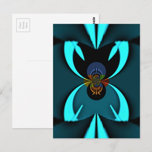 Cyaan Abstracte kunst Print Briefkaart (Voorkant / Achterkant)